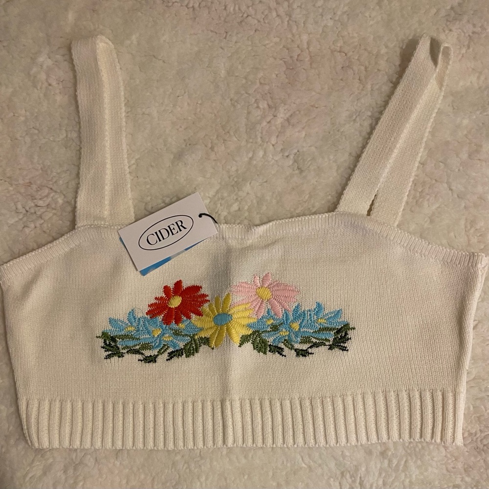 COPY - Cider NWT Knit Floral Crop Tank Top XL